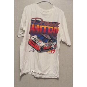 Vintage 90's Single Stitch Darrell Waltrip Nascar Racing T Shirt White Tultex...
